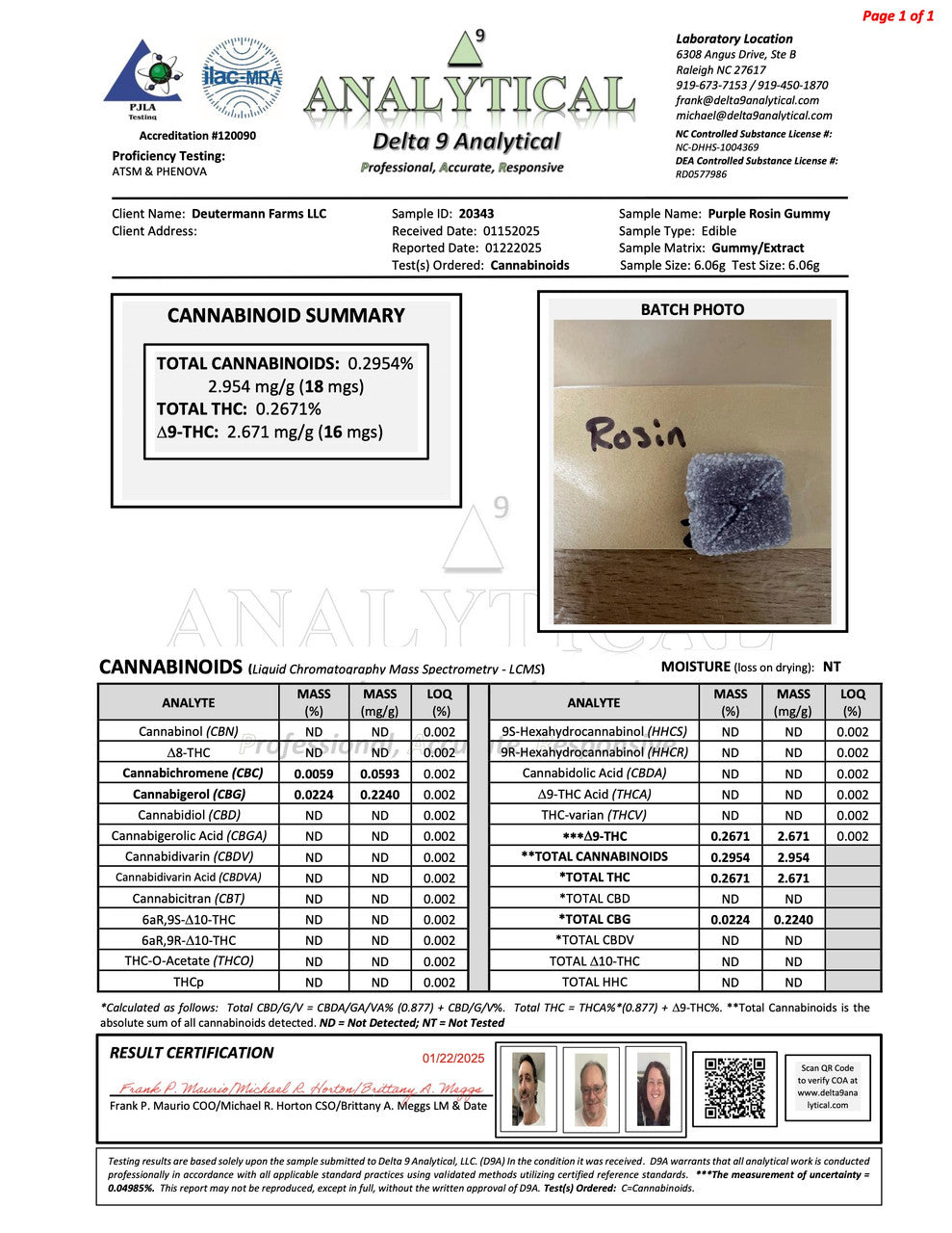 Deutermann Live Rosin Gummies