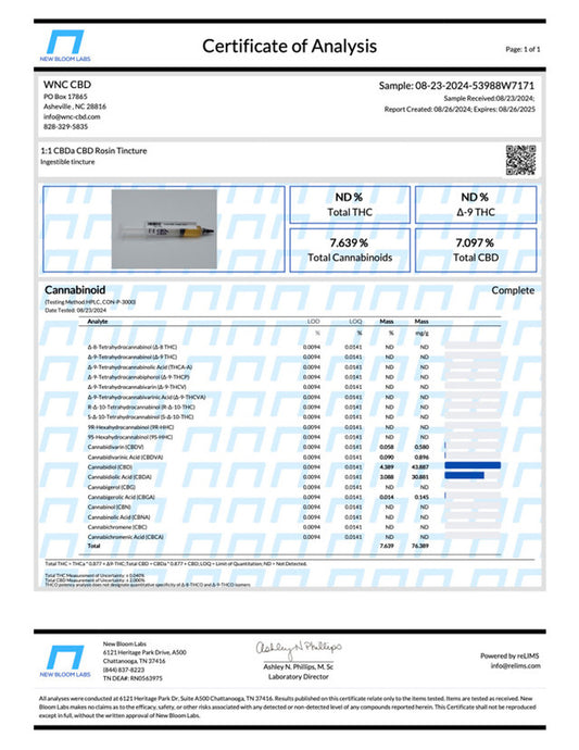 1,000mg CBDa : 1,000mg CBD Rosin Oil Tincture
