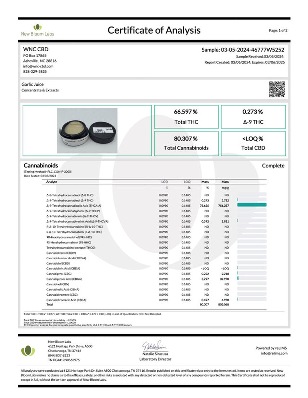 Garlic Juice Cold Cure Live Rosin (75.626% THCa)