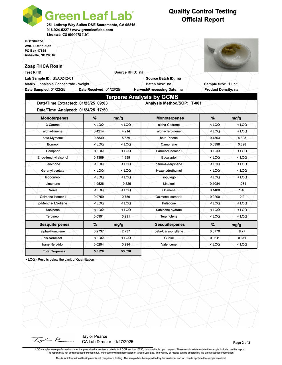 Zoap Cold Cure Live Rosin (82.150% THCa)