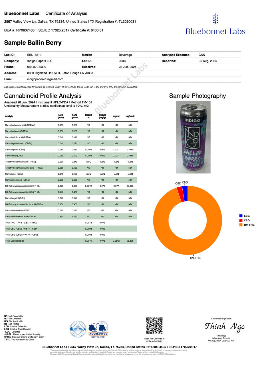 Indigo Seltzer 30mg ∆9 THC