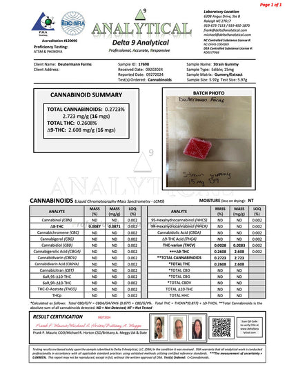 Deutermann Farms Single Strain + CDTs Gummies