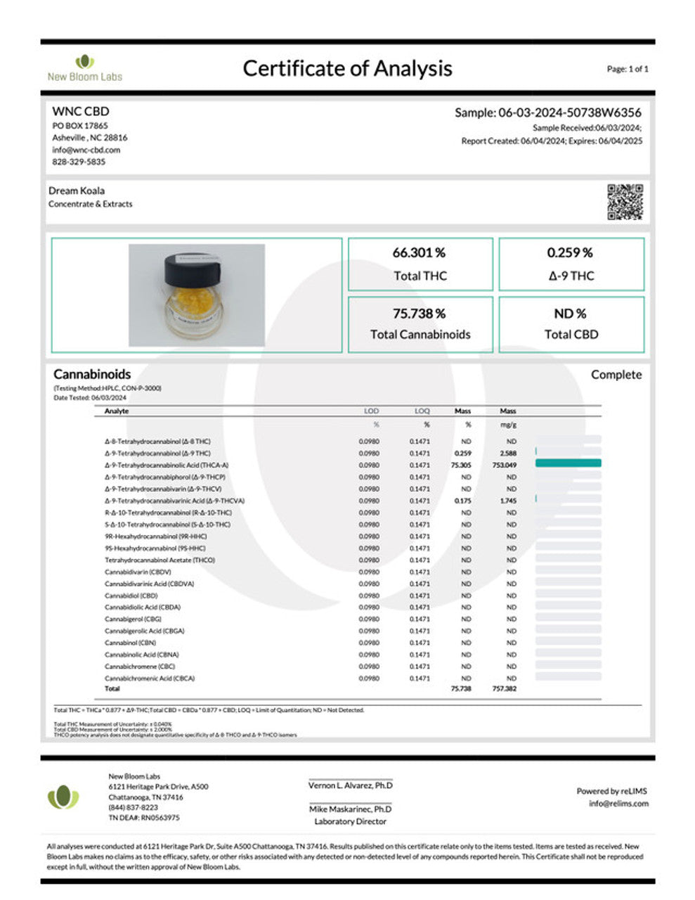 Dream Koala Badder (75.305% THCa)