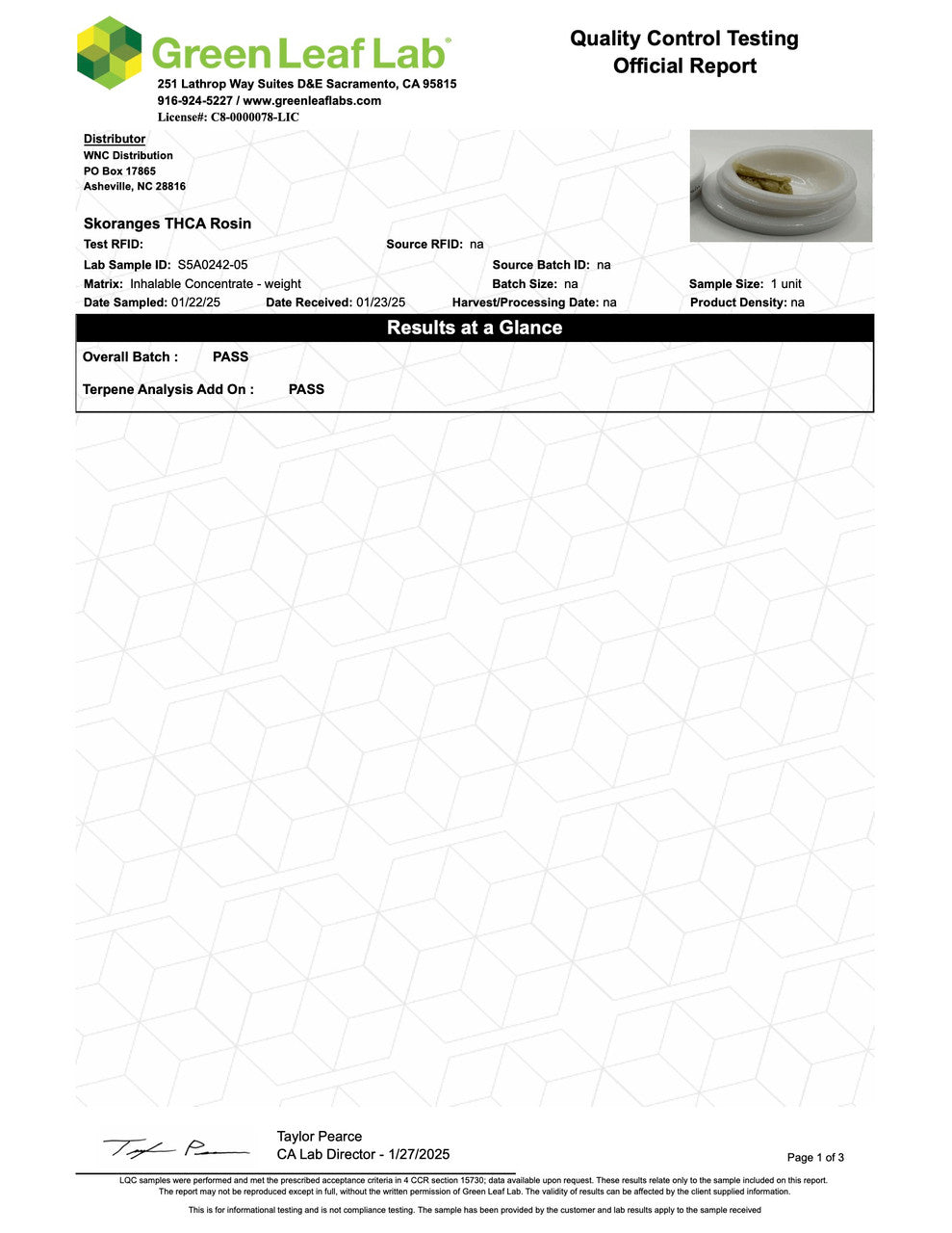 Skoranges Cold Cure Live Rosin (77.860% THCa)