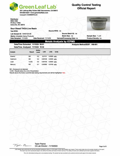 THCa Live Resin Disposable Cartridge 1g